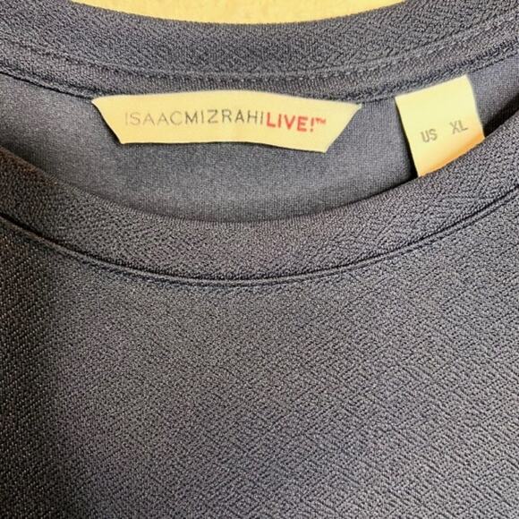 Isaac Mizrahi Live! Knit Midi Dress Navy with Ruffle Curved Hem XLG - Picture 5 of 6